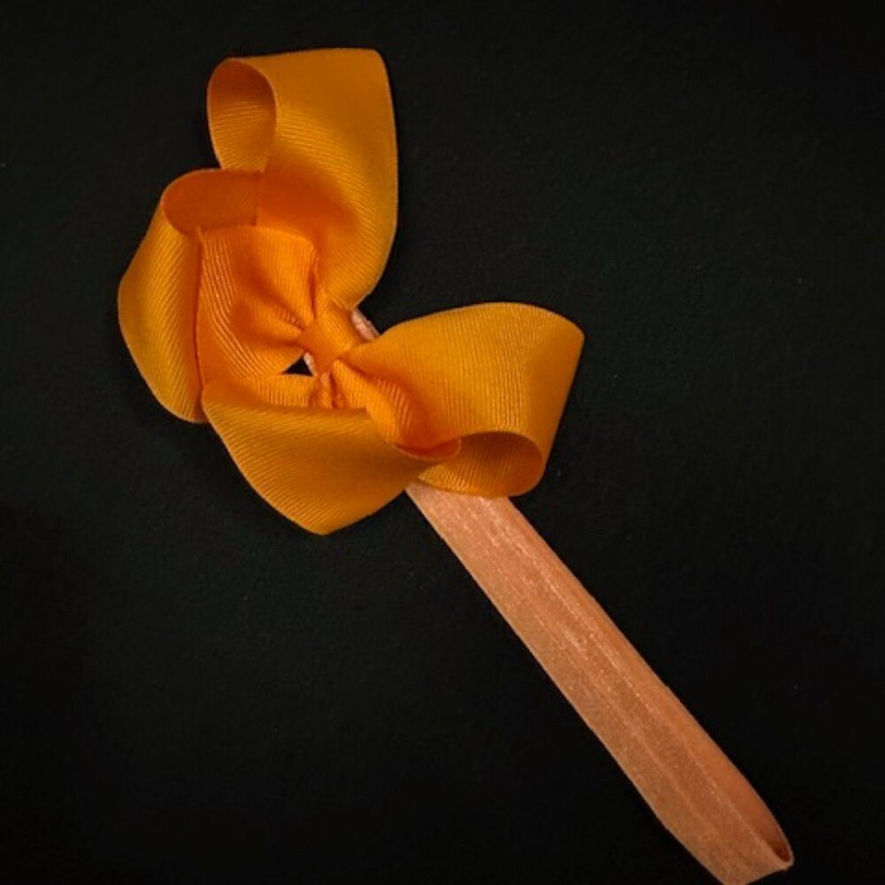 Orange 4" Boutique Bow on FOE Headband  7263  Handmade NWT Boutique